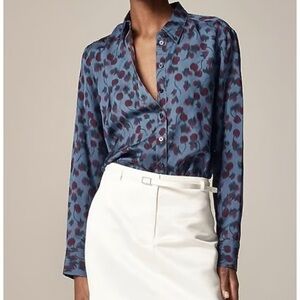 J.Crew Drapey button-up shirt in cherry-printed viscose twill